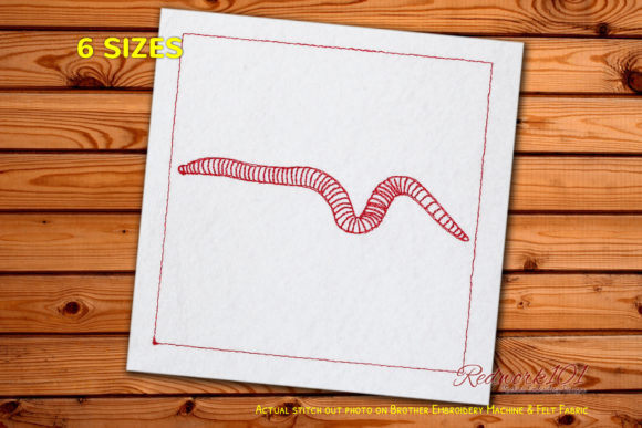 Crawling Eartworm Redwork Embroidery