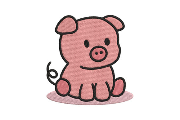 Cute Baby Pig Animal for Holiday Embroidery