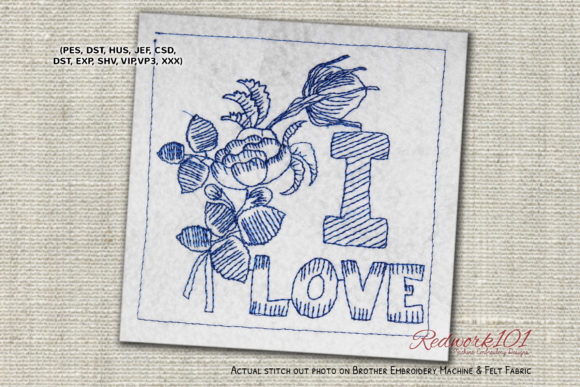I Love with Rose Redwork Review