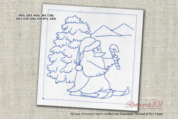 Penguin on Skis Wearing a Santa Hat Embroidery Review