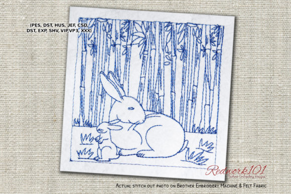 Rabbit with Baby Rabbit Redwork Review