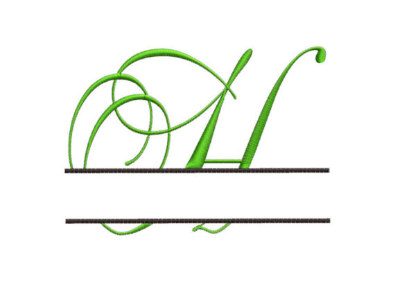 Split Monogram Font Letter H for Seasonal Embroidery